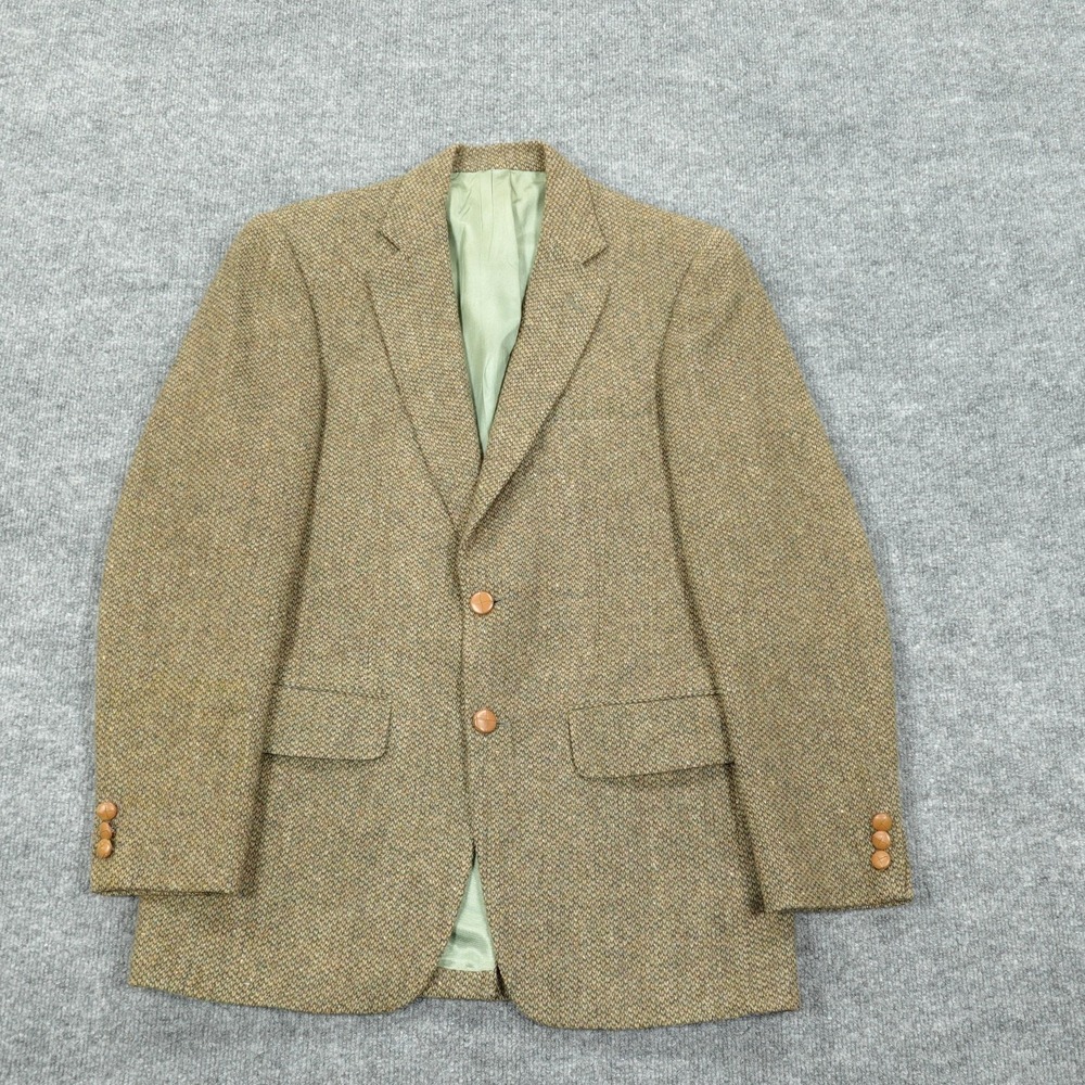 Vintage Botany 500 Sport Coat Mens 40 Brown Herringbone‎ Wool Welsh Tweed